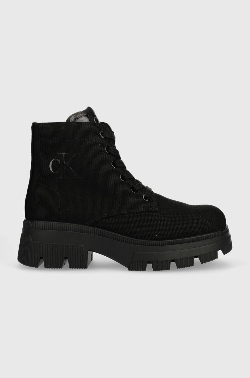 Calvin Klein Jeans Боти CHUNKLY BOOT VINTANGE TONGUE в черно с платформа YW0YW00947 - Pepit.bg