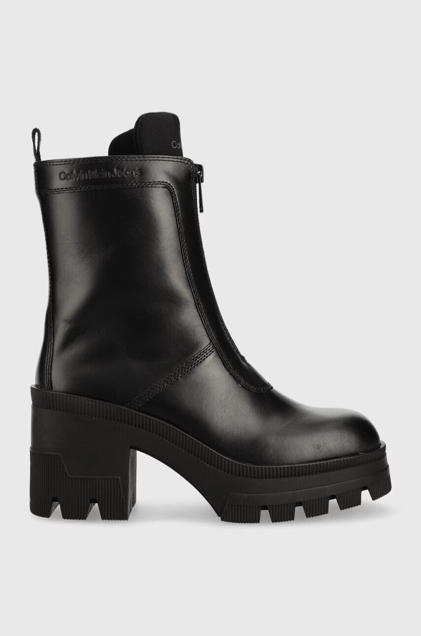 Calvin Klein Jeans Боти Chunky Heeled Boot в черно с висок ток - Pepit.bg