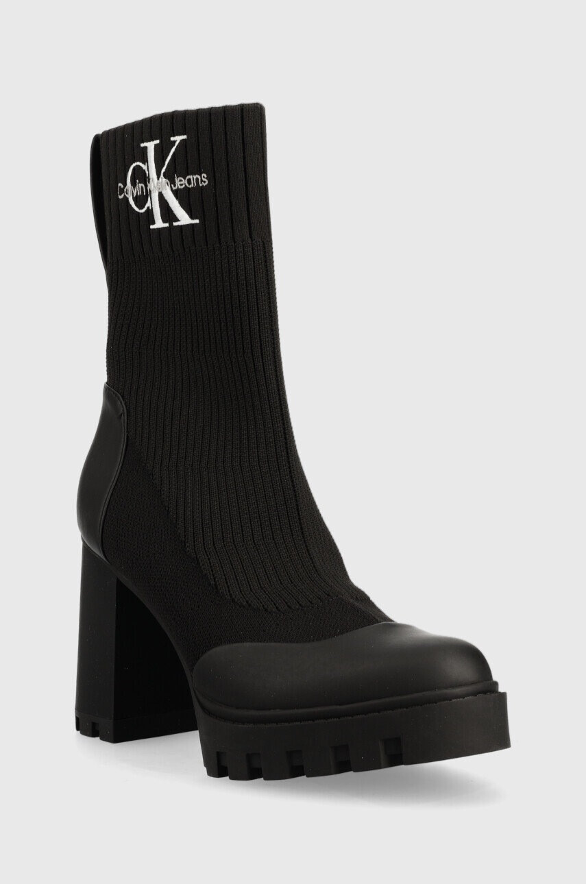 Calvin Klein Jeans Боти Platform Boot Sock в черно с висок ток - Pepit.bg
