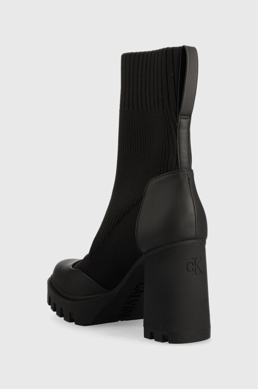 Calvin Klein Jeans Боти Platform Boot Sock в черно с висок ток - Pepit.bg