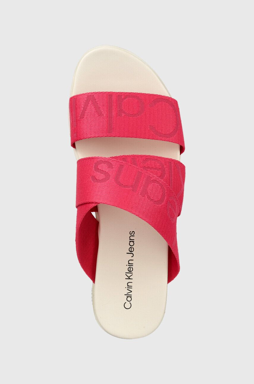 Calvin Klein Jeans Чехли FLATFORM SANDAL WEBBING в розово с платформа YW0YW00966 - Pepit.bg