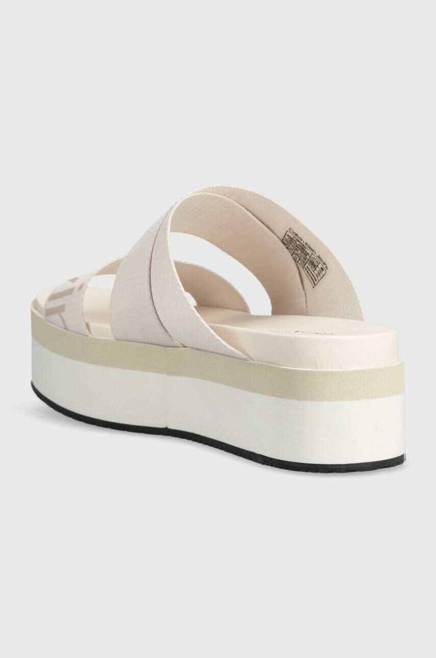 Calvin Klein Jeans Чехли FLATFORM SANDAL WEBBING в бежово с платформа YW0YW00966 - Pepit.bg