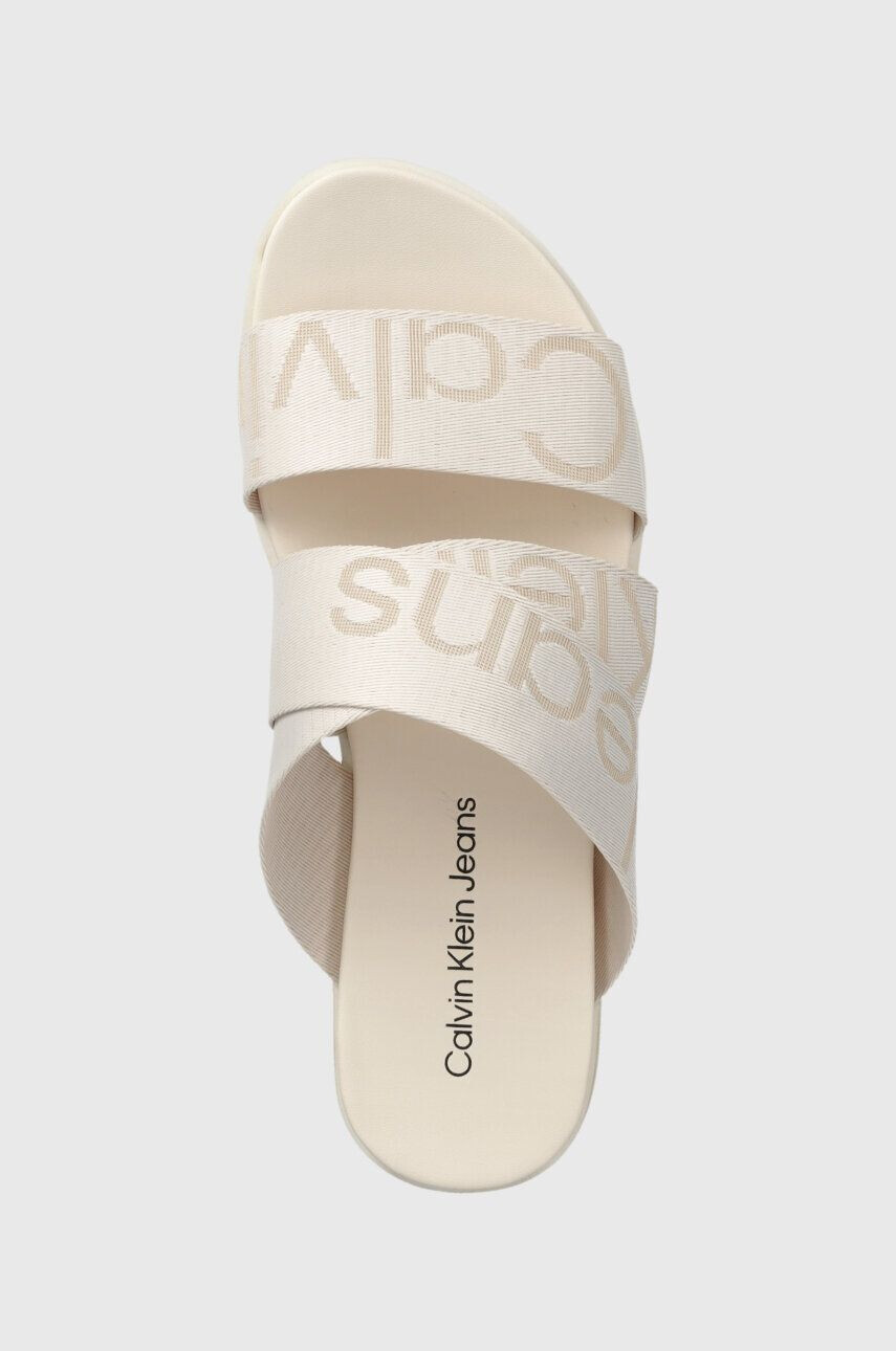 Calvin Klein Jeans Чехли FLATFORM SANDAL WEBBING в бежово с платформа YW0YW00966 - Pepit.bg