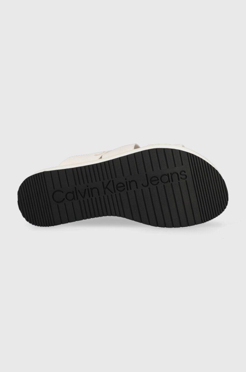 Calvin Klein Jeans Чехли FLATFORM SANDAL WEBBING в бежово с платформа YW0YW00966 - Pepit.bg