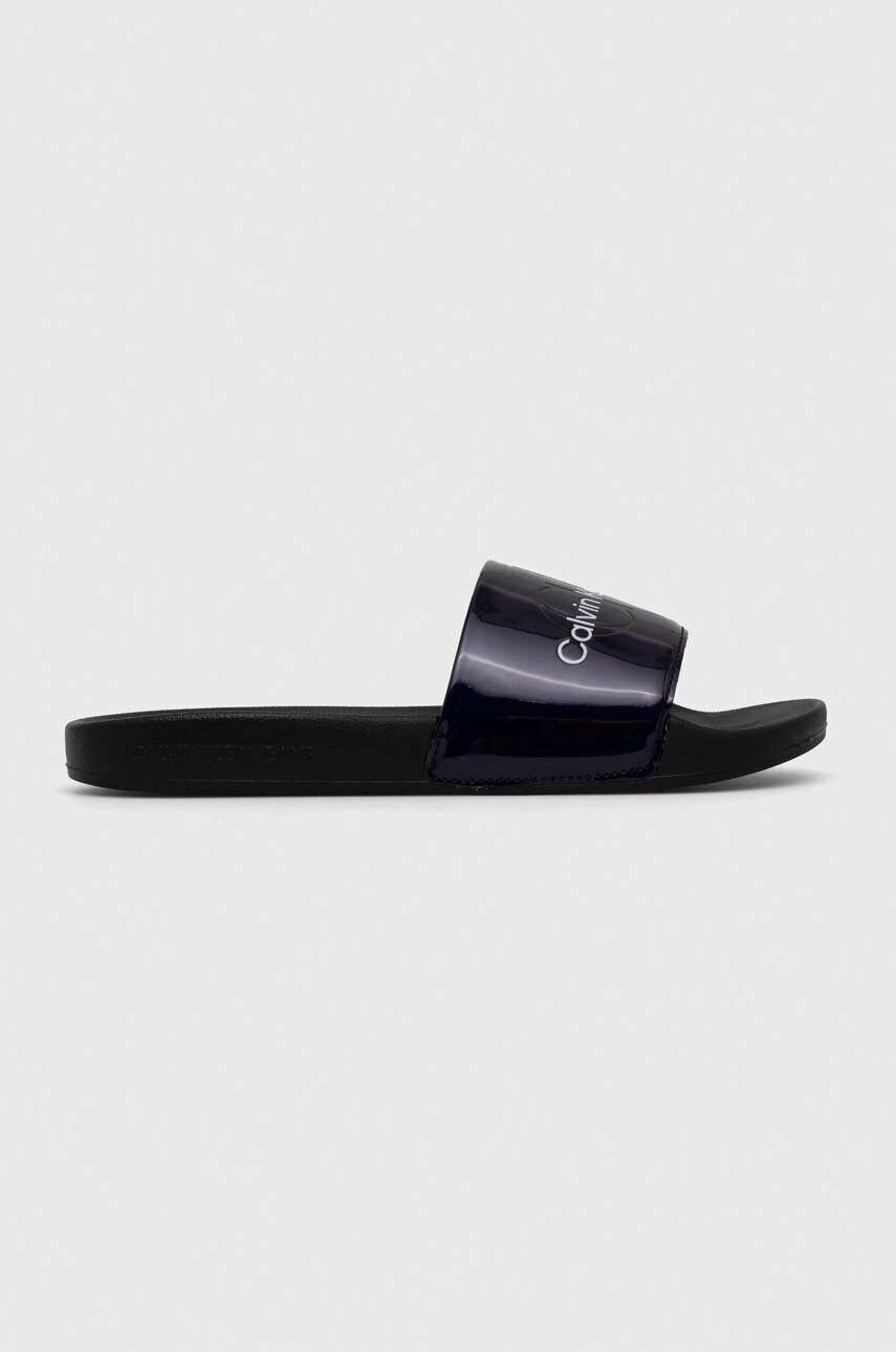 Calvin Klein Jeans Чехли SLIDE METALLIC MONOLOGO в черно YW0YW00638 - Pepit.bg