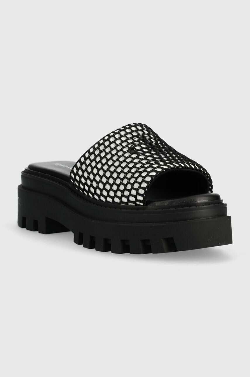 Calvin Klein Jeans Чехли TOOTHY COMBAT SANDAL OVER MESH в черно с платформа YW0YW00950 - Pepit.bg