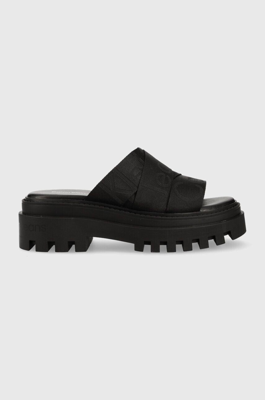 Calvin Klein Jeans Чехли TOOTHY COMBAT SANDAL WEBBING в черно с платформа YW0YW00949 - Pepit.bg