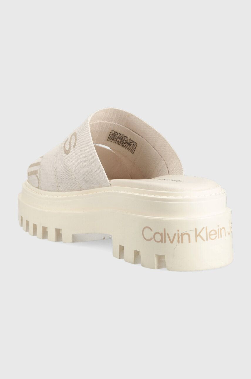 Calvin Klein Jeans Чехли TOOTHY COMBAT SANDAL WEBBING в бежово с платформа YW0YW00949 - Pepit.bg