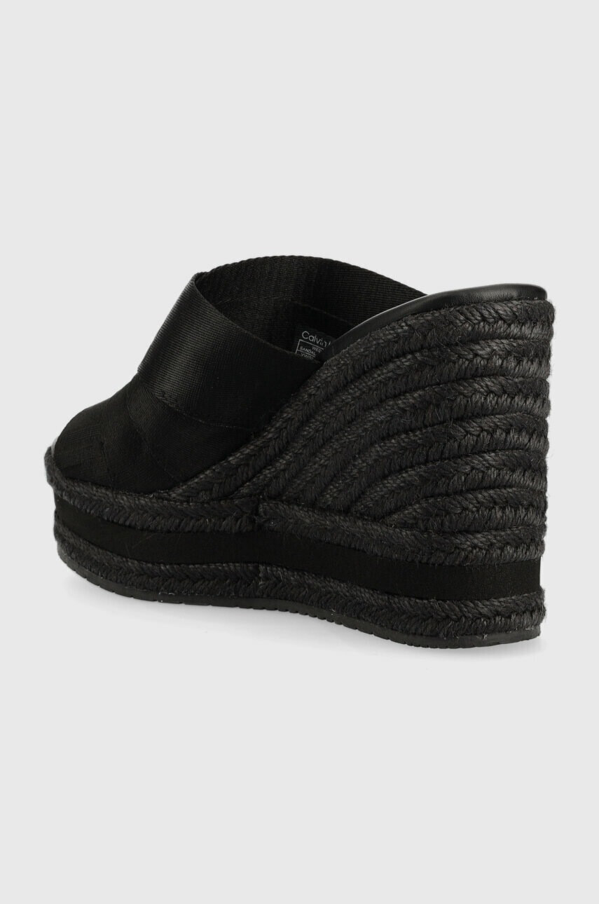 Calvin Klein Jeans Чехли WEDGE SANDAL WEBBING в черно със скосена платформа YW0YW00961 - Pepit.bg