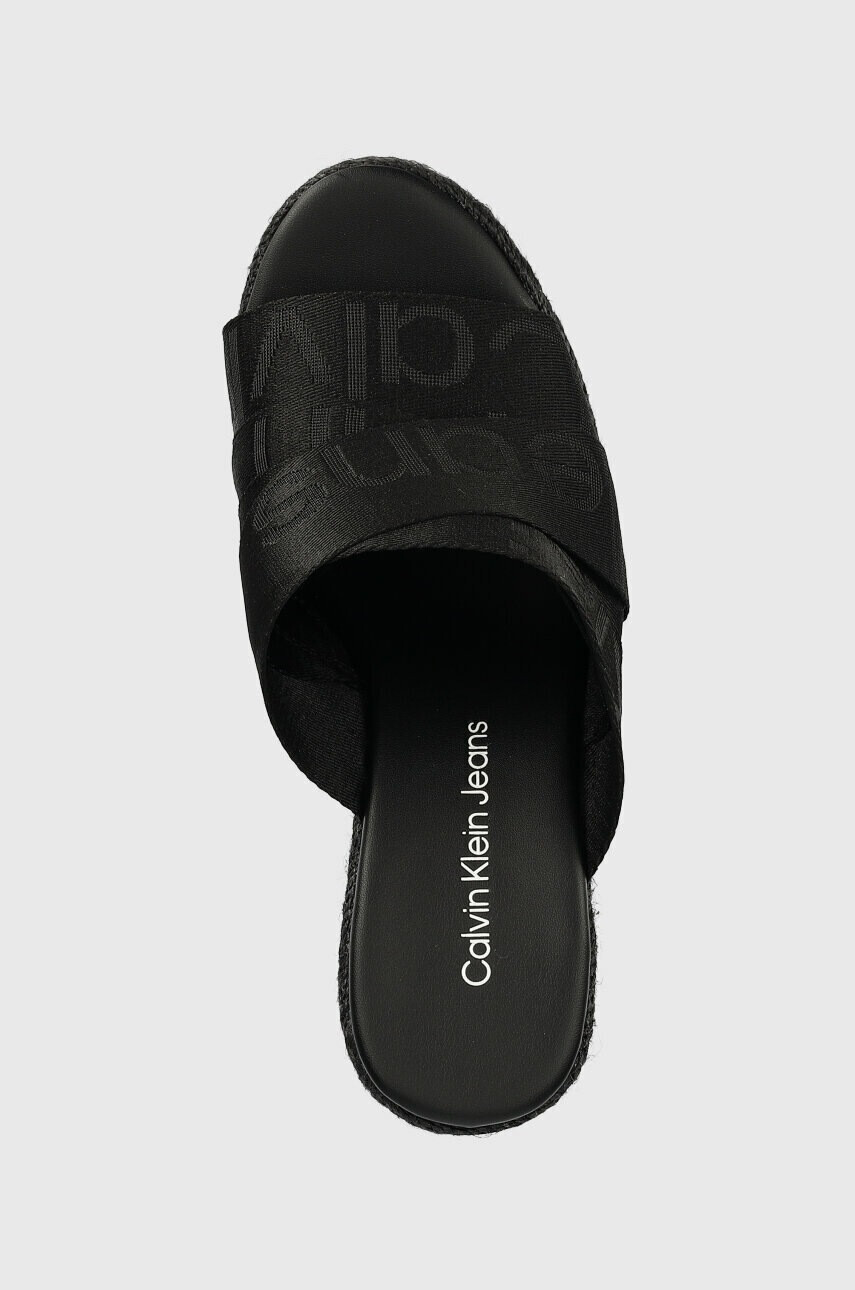 Calvin Klein Jeans Чехли WEDGE SANDAL WEBBING в черно със скосена платформа YW0YW00961 - Pepit.bg