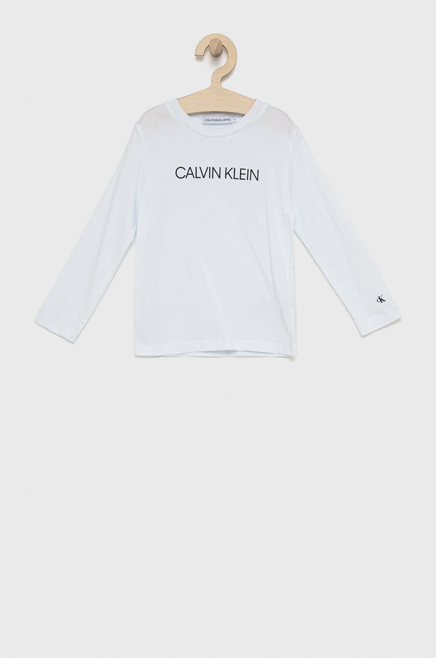 Calvin Klein Jeans Детска блуза с дълги ръкави в бяло с принт - Pepit.bg