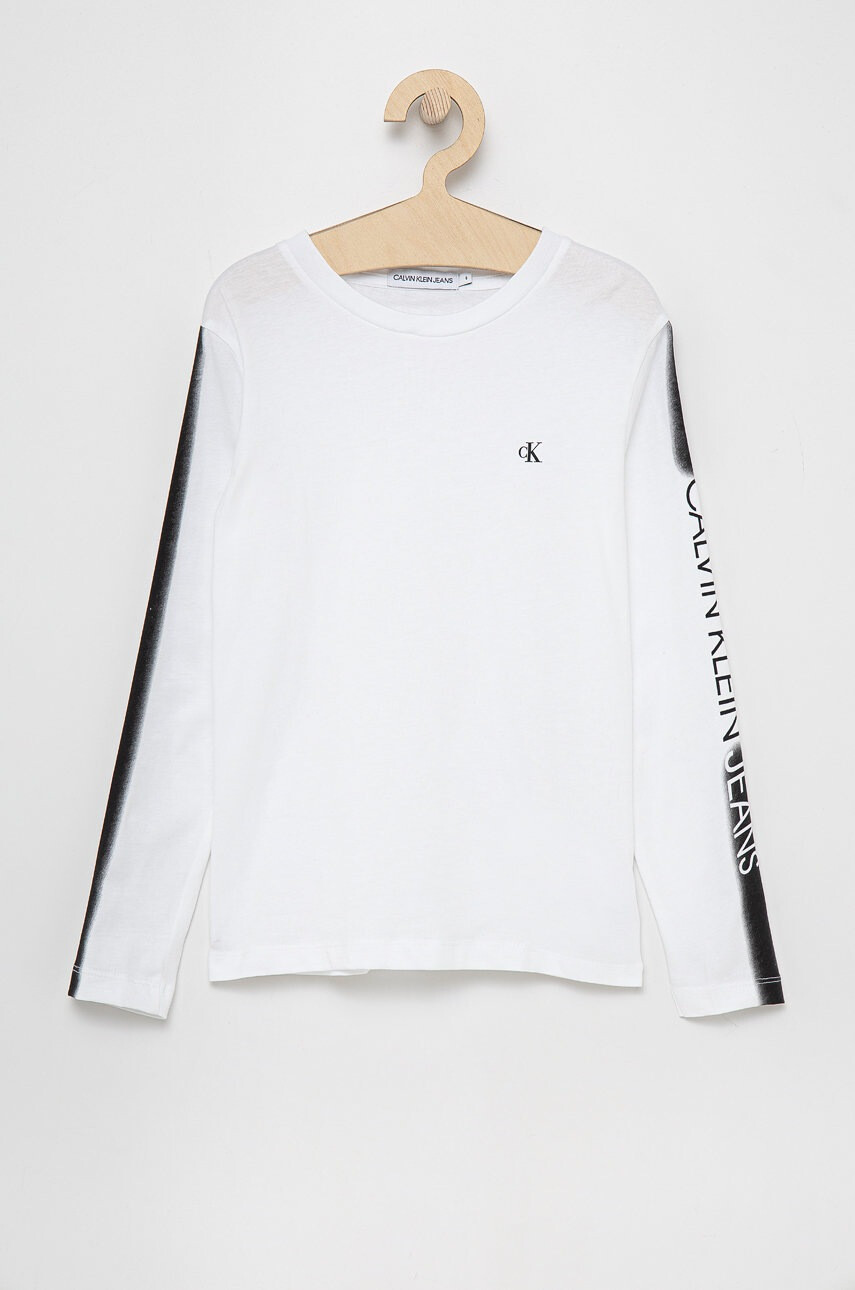 Calvin Klein Jeans Детска блуза с дълги ръкави в бяло с принт - Pepit.bg