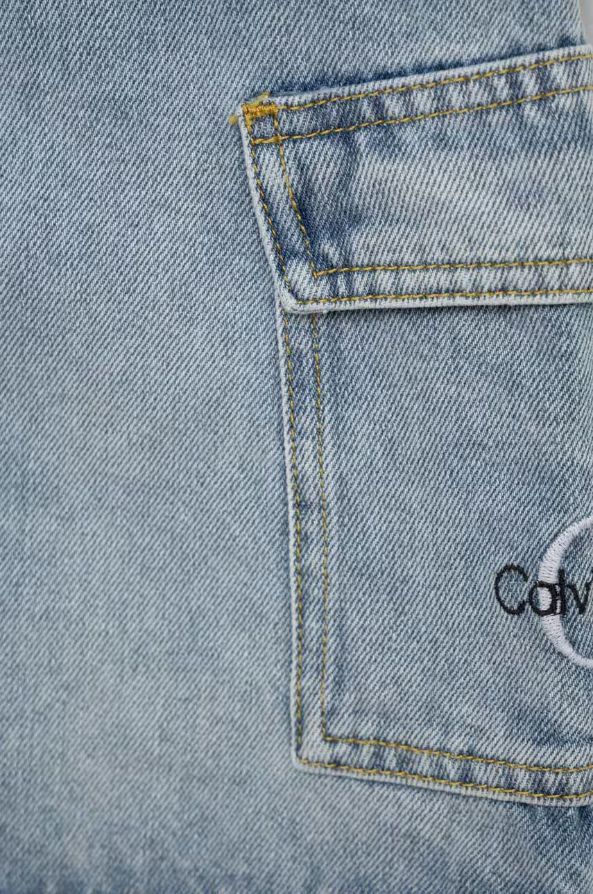 Calvin Klein Jeans Детска дънкова пола в синьо къс модел със стандартна кройка - Pepit.bg