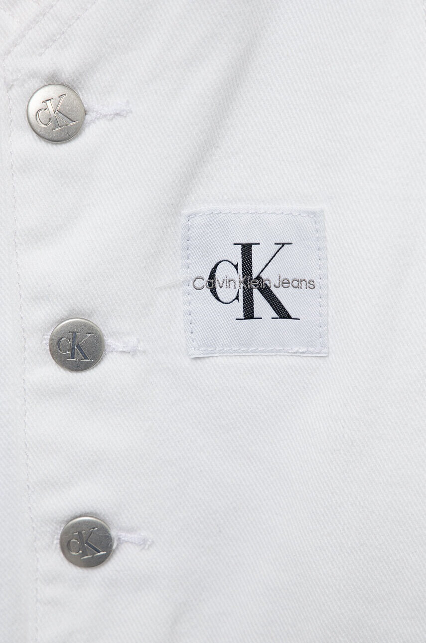 Calvin Klein Jeans Детска дънкова рокля в бяло къс модел със стандартна кройка - Pepit.bg