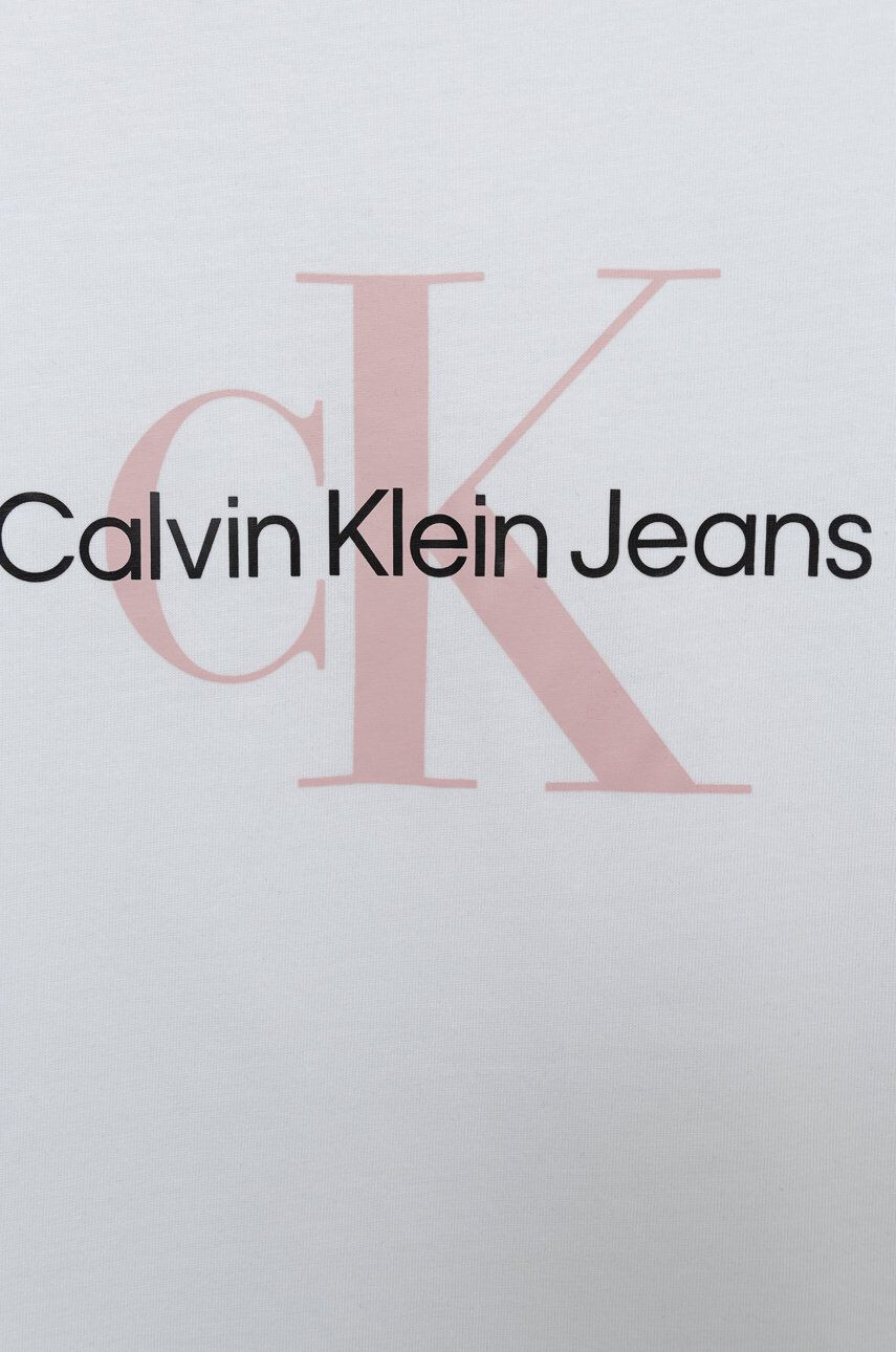 Calvin Klein Jeans Детска памучна тениска в розово с принт - Pepit.bg