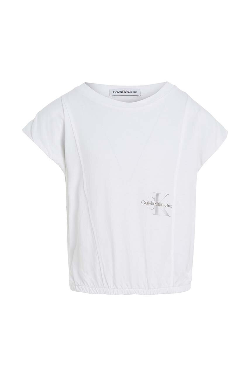 Calvin Klein Jeans Детска памучна тениска в бяло - Pepit.bg