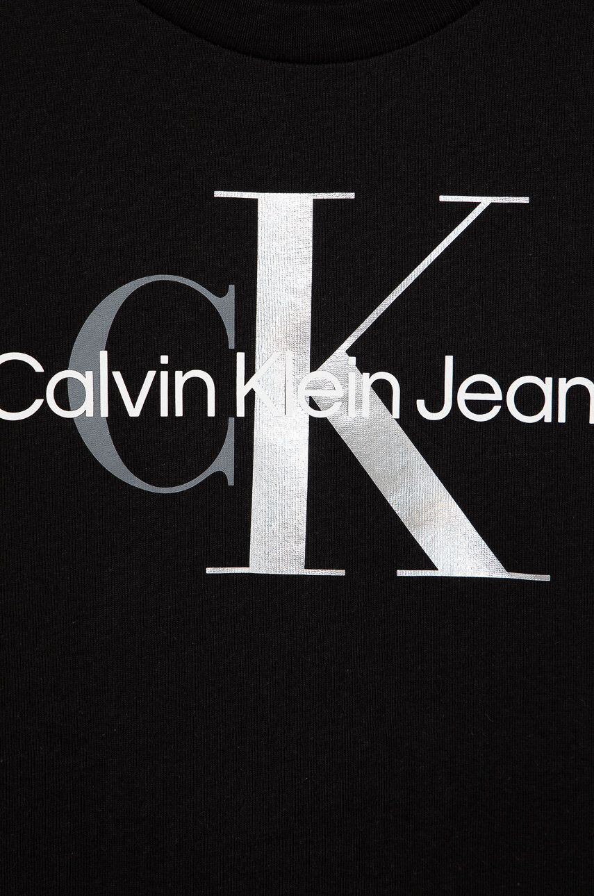 Calvin Klein Jeans Детска памучна тениска в черно - Pepit.bg