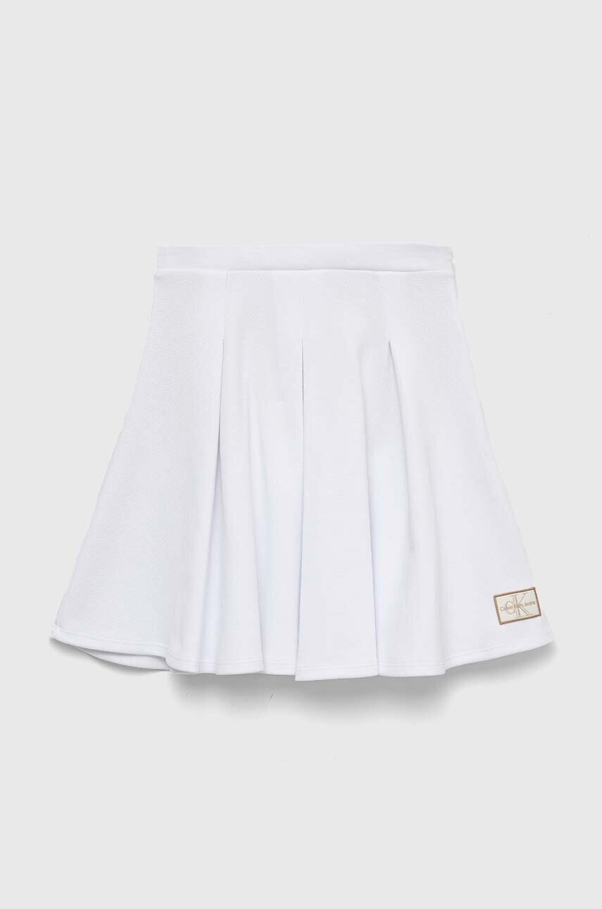 Calvin Klein Jeans Детска пола в бяло къс модел разкроен модел - Pepit.bg
