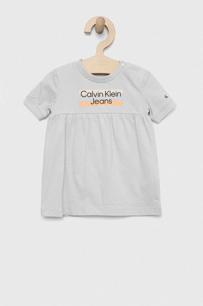 Calvin Klein Jeans Детска рокля в сиво къс модел разкроен модел - Pepit.bg
