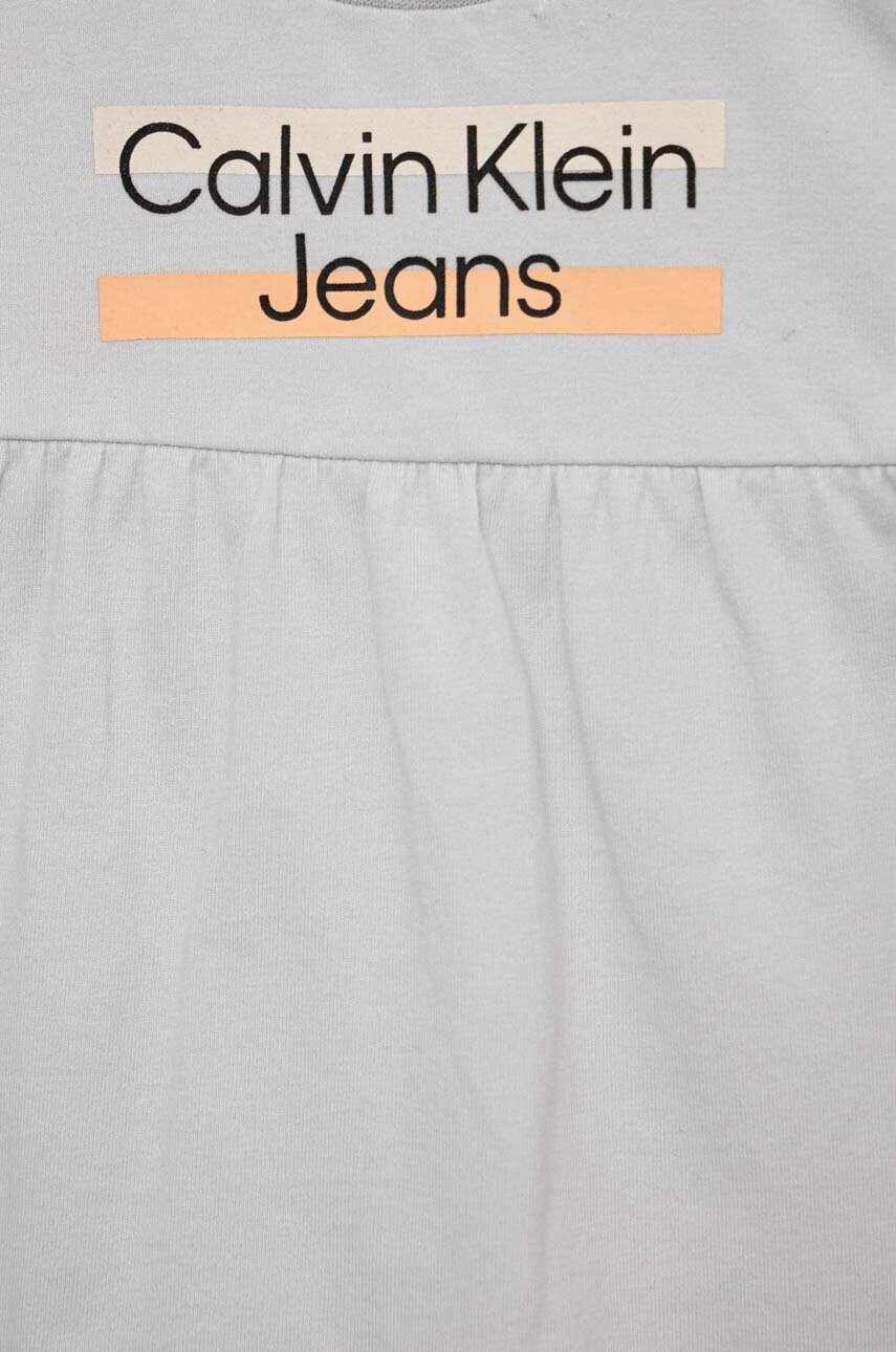 Calvin Klein Jeans Детска рокля в сиво къс модел разкроен модел - Pepit.bg