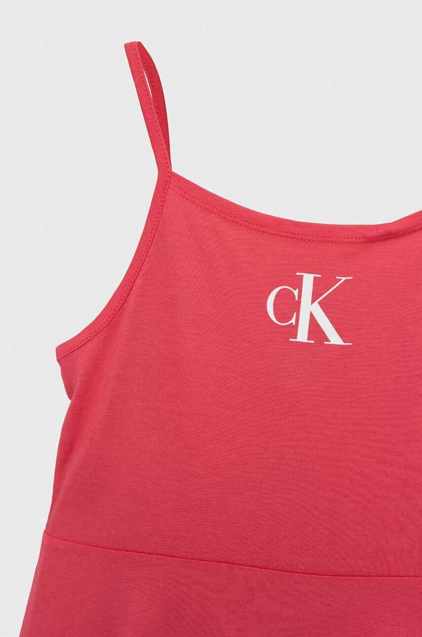Calvin Klein Jeans Детска рокля в розово къс модел разкроен модел - Pepit.bg