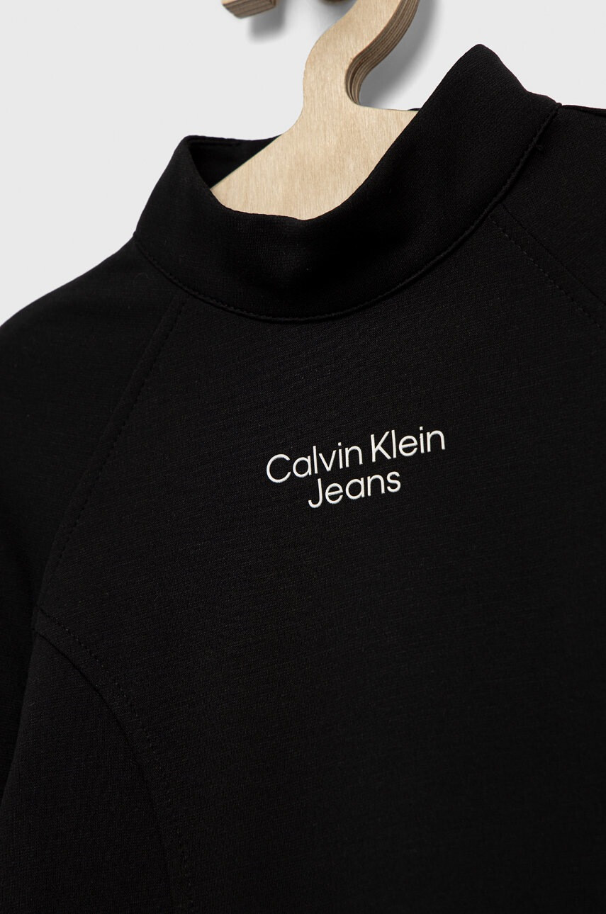 Calvin Klein Jeans Детска рокля в черно къс модел разкроен модел - Pepit.bg