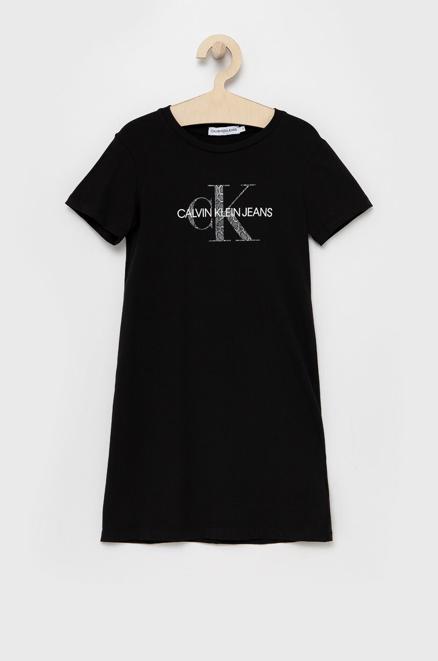Calvin Klein Jeans Детска рокля в черно къс модел със стандартна кройка - Pepit.bg