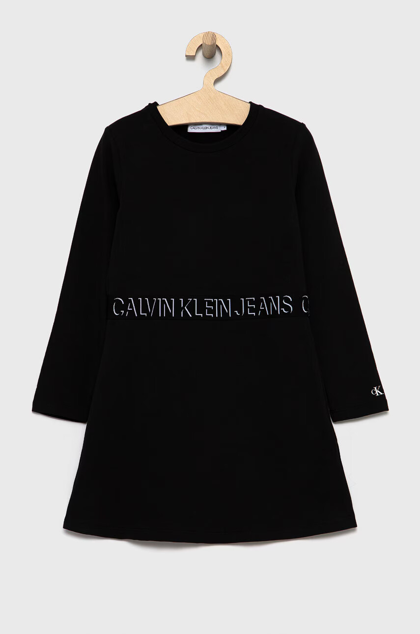 Calvin Klein Jeans Детска рокля в черно къс модел със стандартна кройка - Pepit.bg