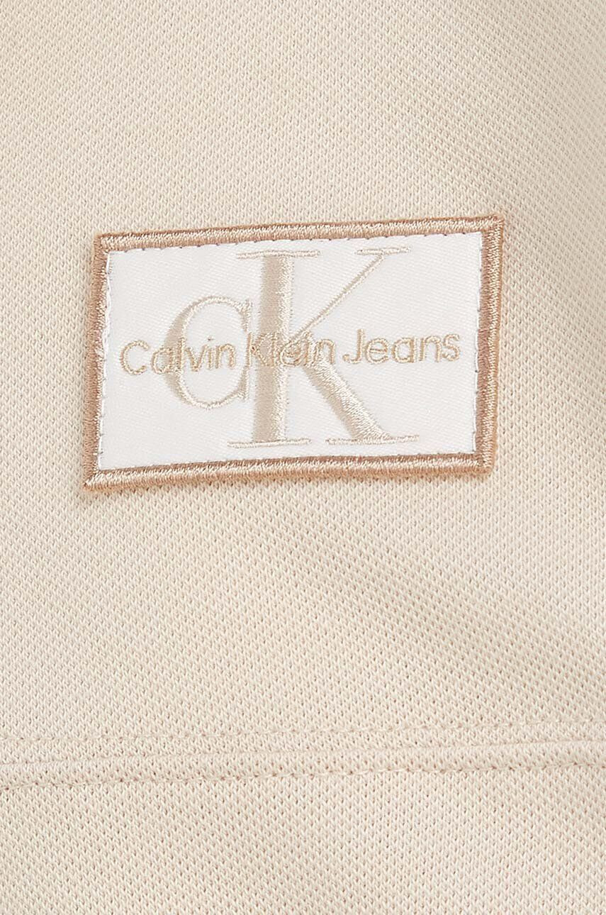 Calvin Klein Jeans Детска тениска с яка в бежово с апликация - Pepit.bg