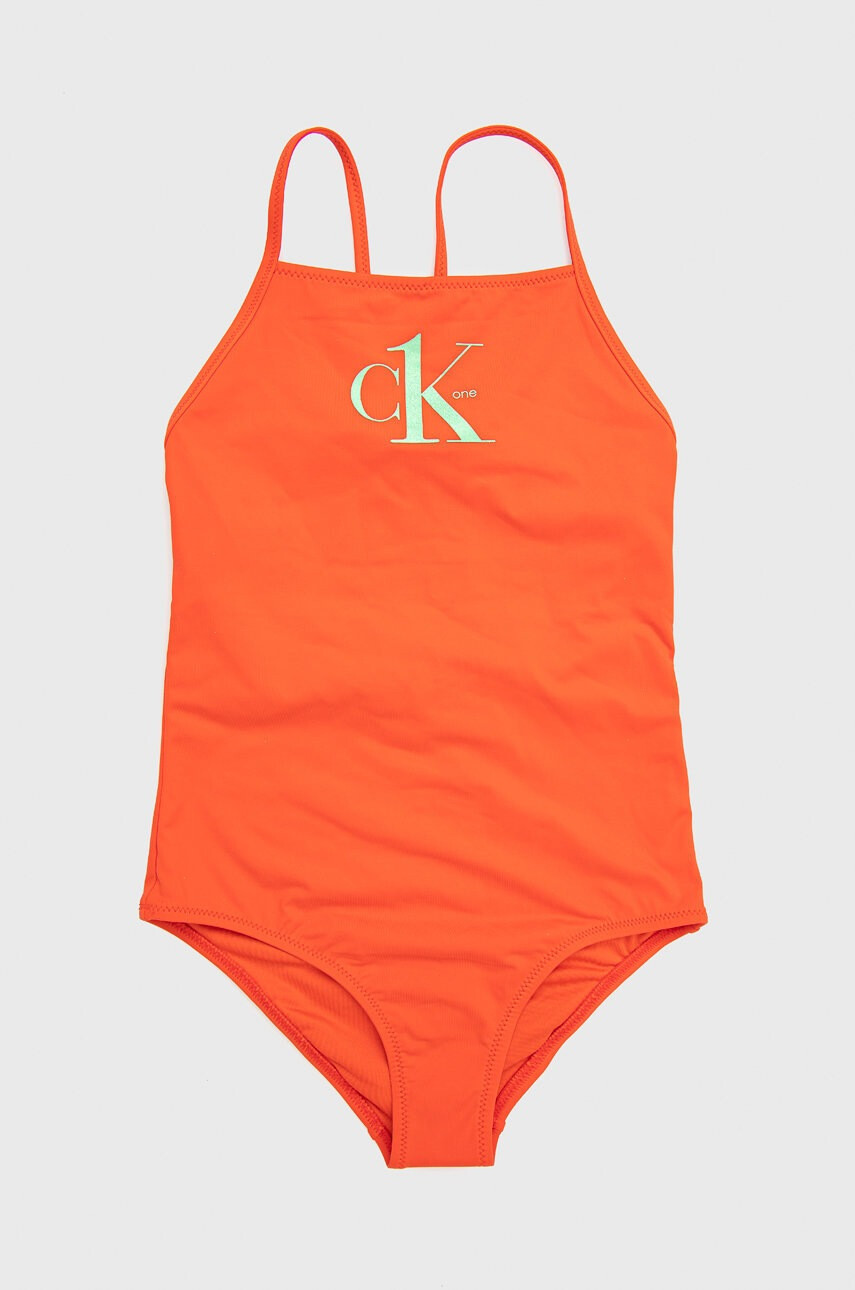 Calvin Klein Jeans Детски бански костюм в оранжево - Pepit.bg