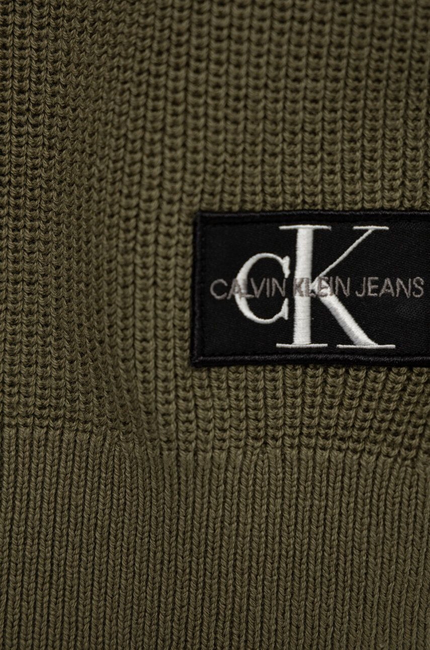 Calvin Klein Jeans Детски памучен пуловер в зелено - Pepit.bg