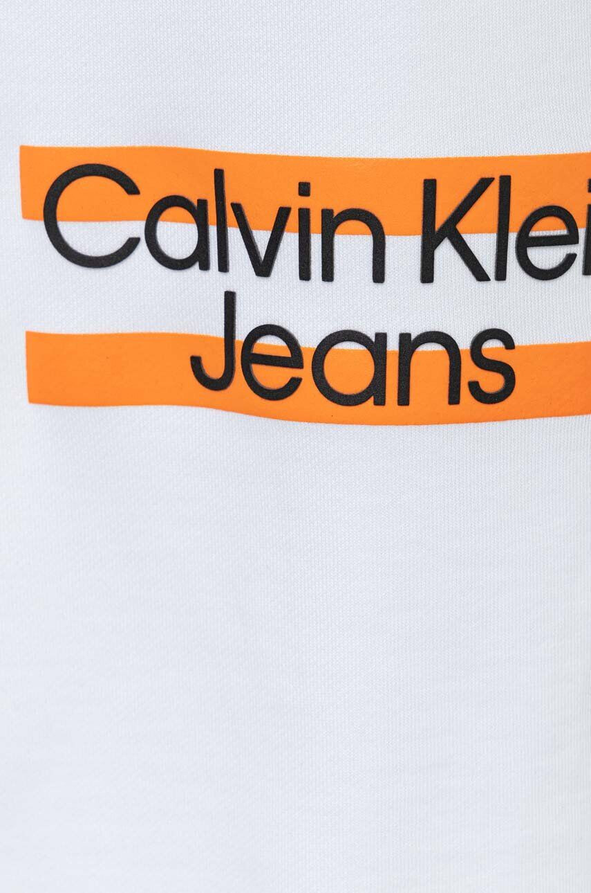 Calvin Klein Jeans Детски памучен спортен панталон в бяло с принт - Pepit.bg