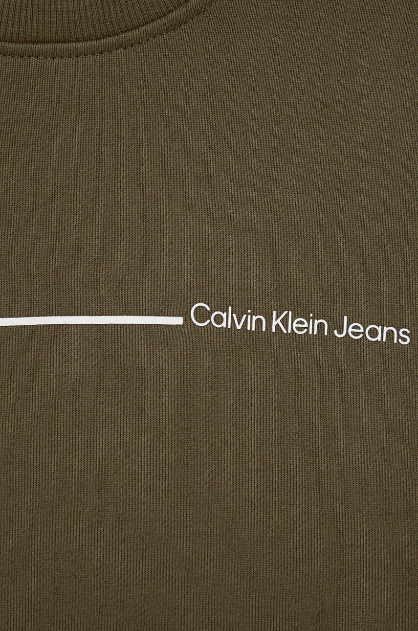 Calvin Klein Jeans Детски памучен суичър в зелено с принт - Pepit.bg