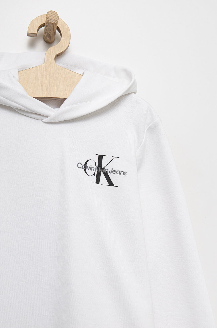 Calvin Klein Jeans Детски памучен суичър в бяло с принт - Pepit.bg
