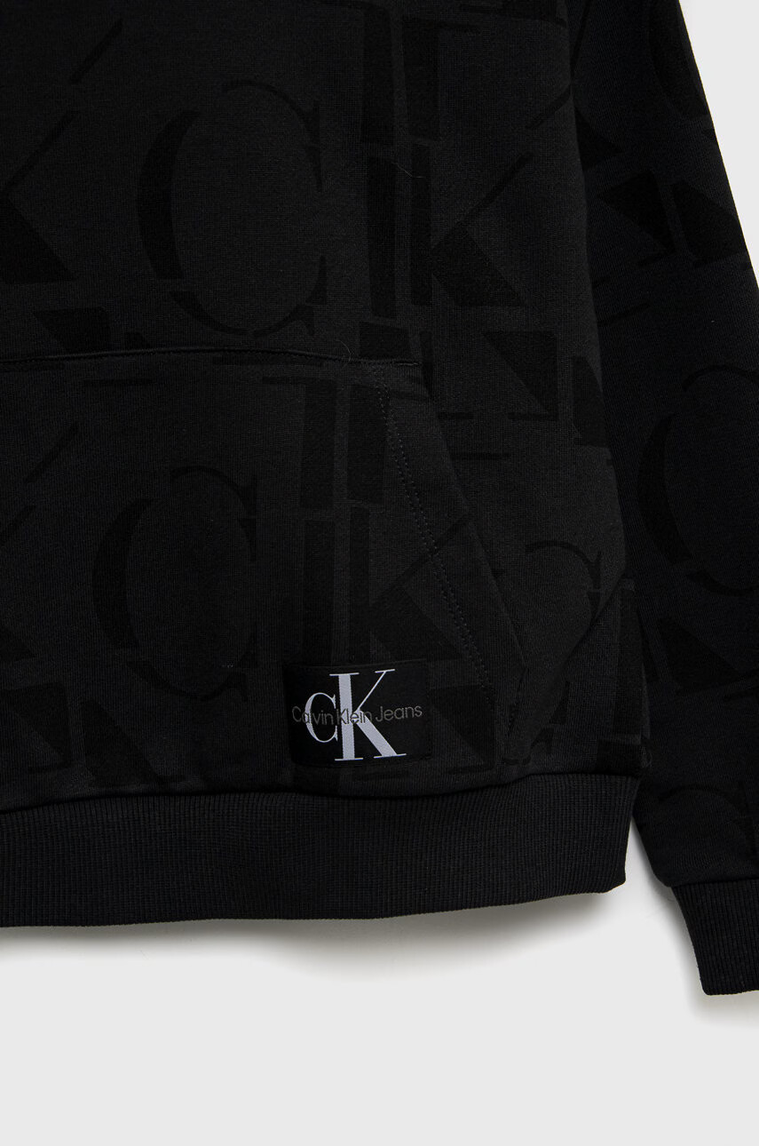 Calvin Klein Jeans Детски памучен суичър в черно с десен - Pepit.bg