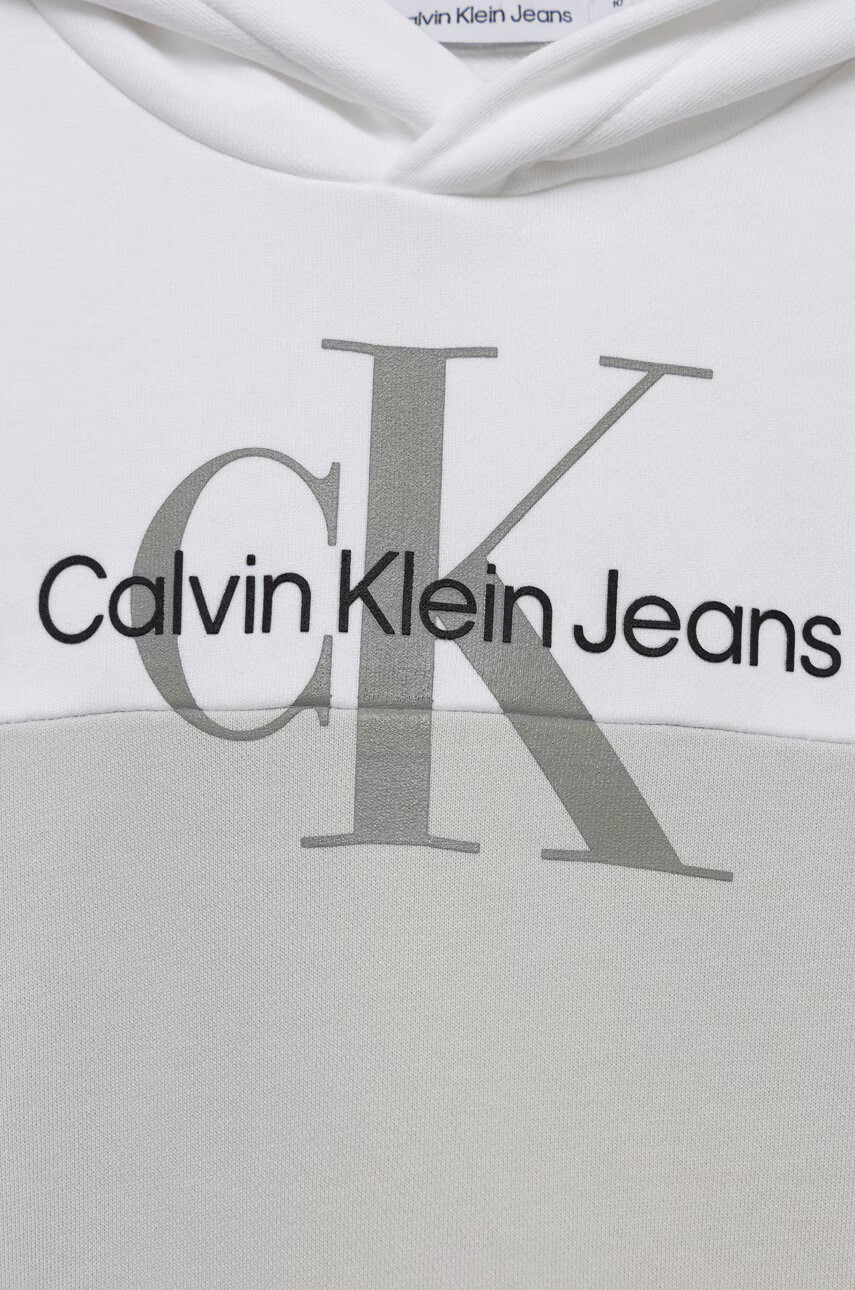 Calvin Klein Jeans Детски памучен суичър в сиво с принт - Pepit.bg