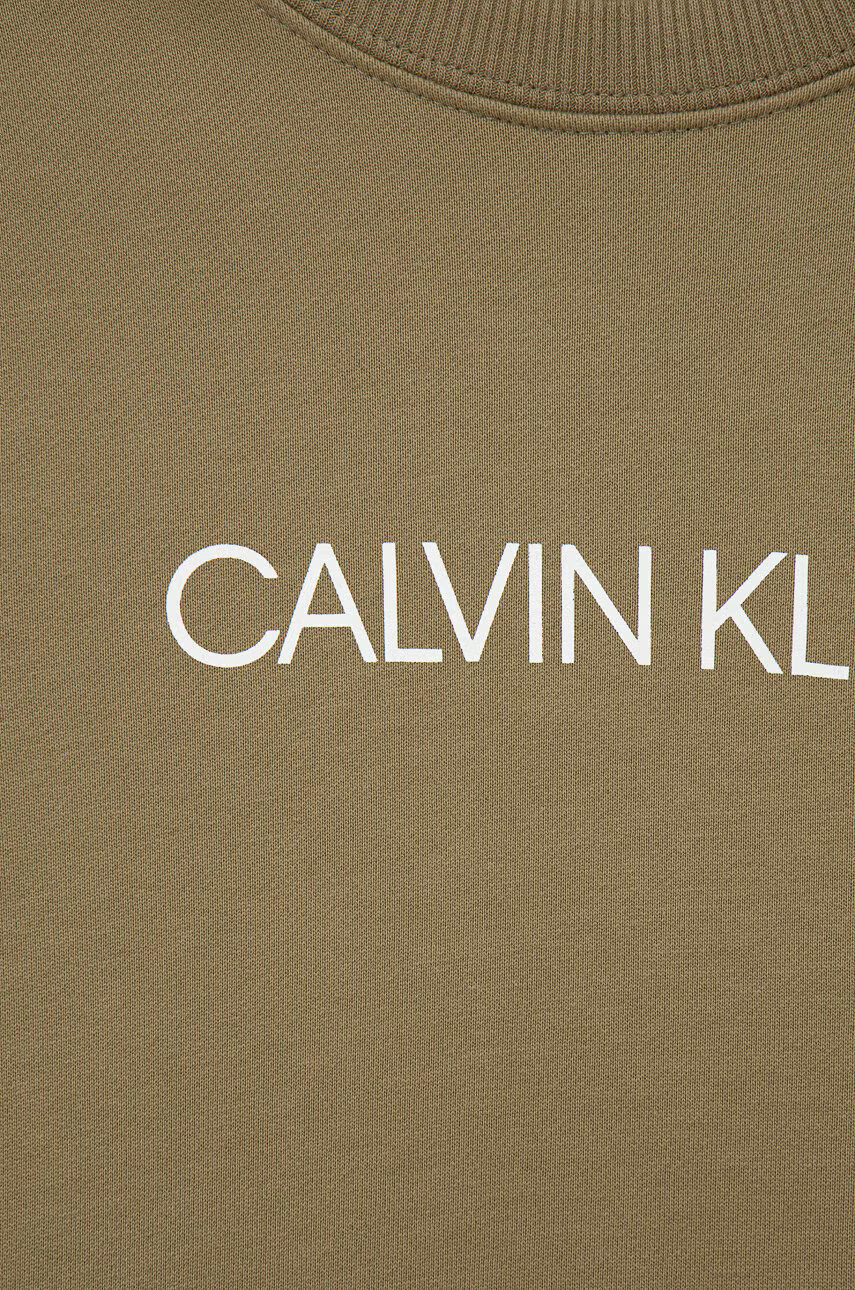 Calvin Klein Jeans Детски памучен суичър в зелено с принт - Pepit.bg