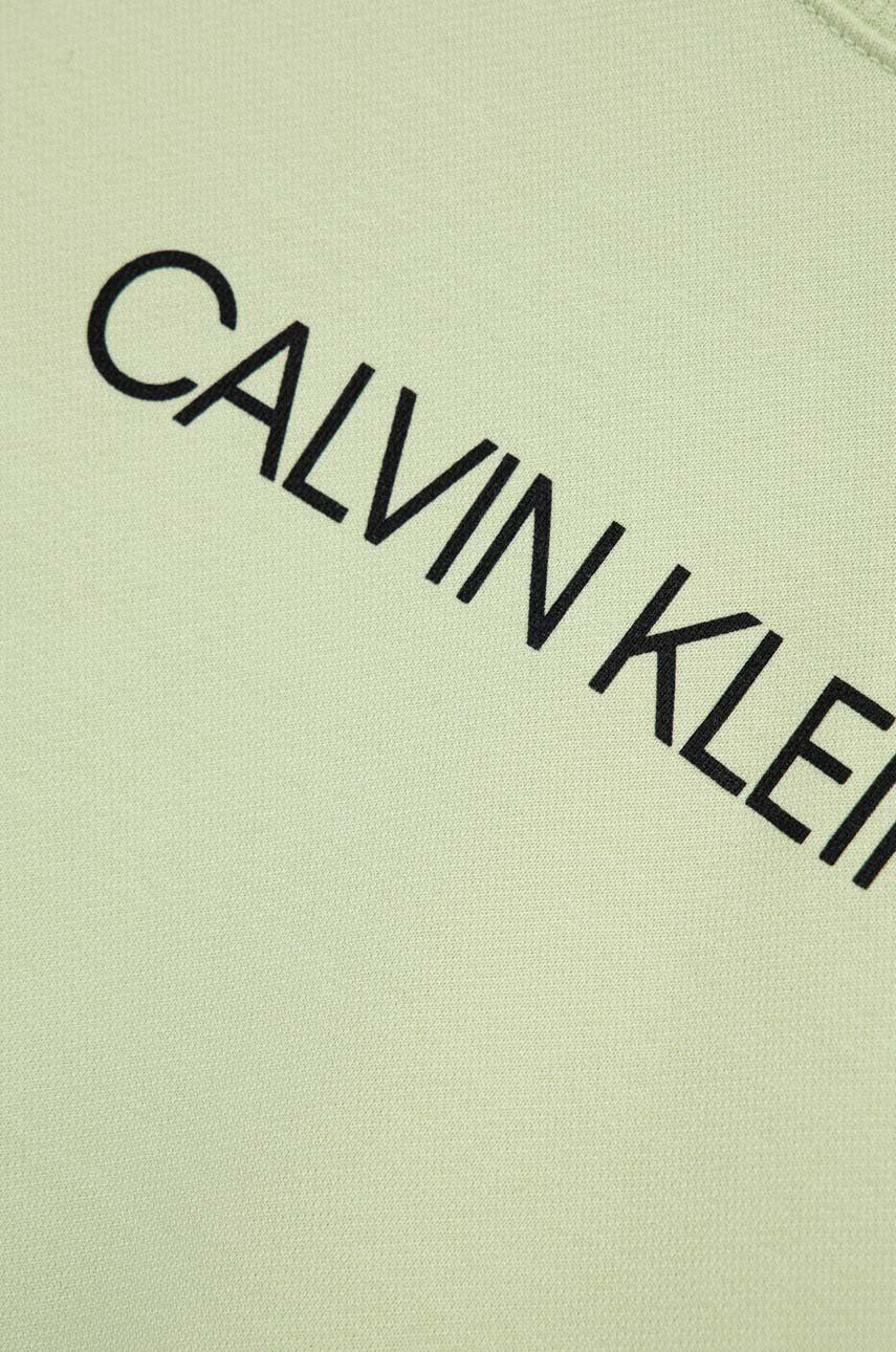 Calvin Klein Jeans Детски памучен суичър в зелено с изчистен дизайн - Pepit.bg