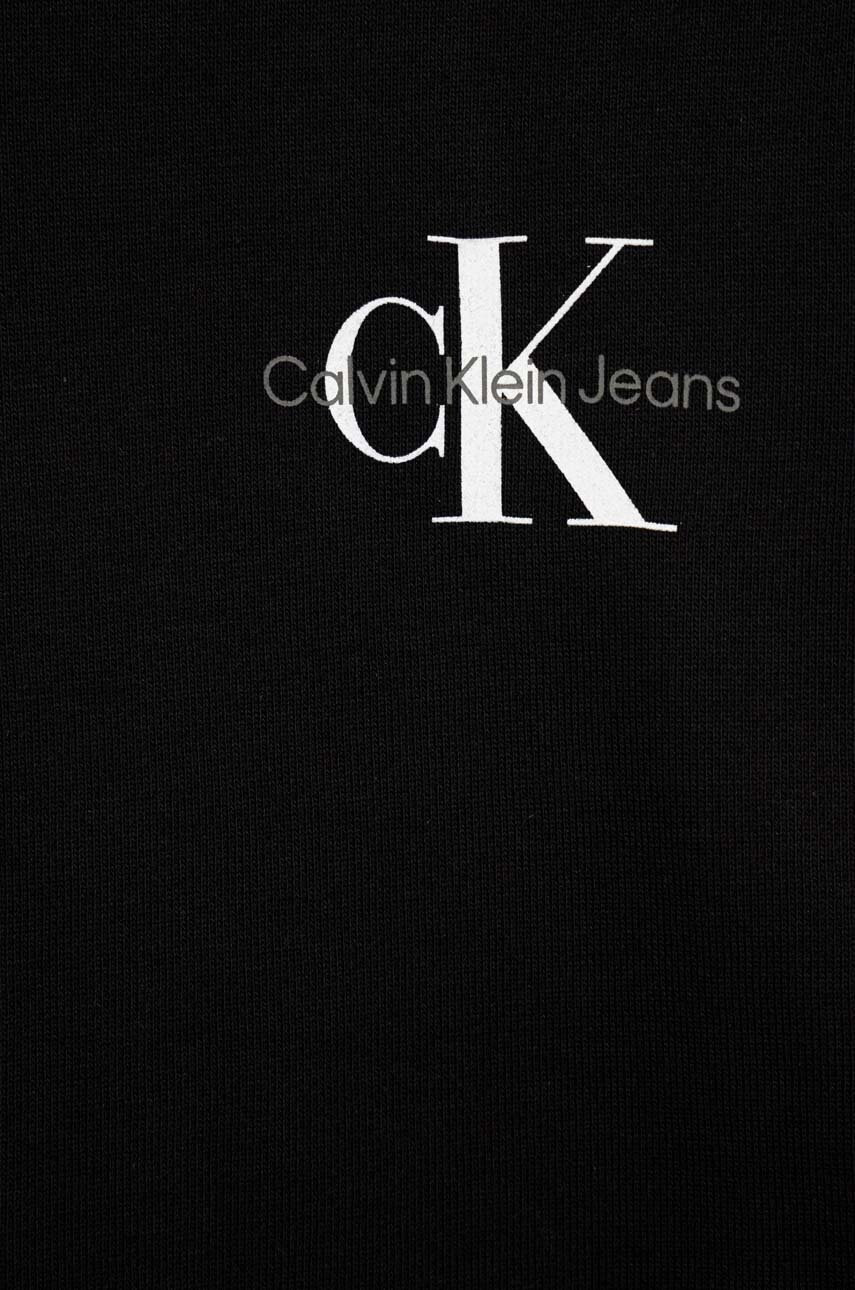 Calvin Klein Jeans Детски памучен суичър в черно с принт - Pepit.bg