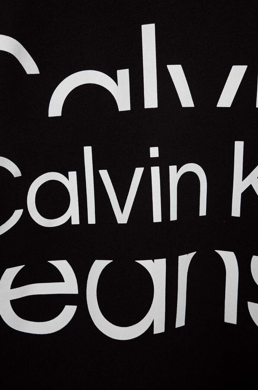 Calvin Klein Jeans Детски памучен суичър в черно с принт - Pepit.bg