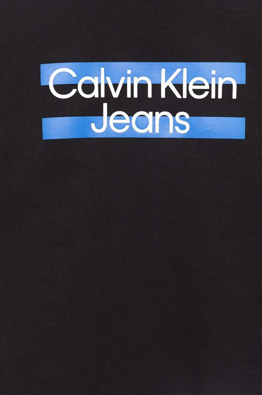 Calvin Klein Jeans Детски памучен суичър в черно с принт - Pepit.bg