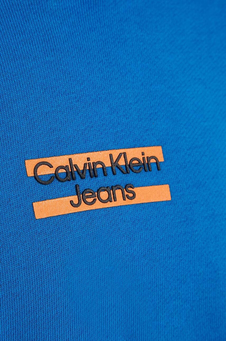 Calvin Klein Jeans Детски памучен суичър в зелено с принт - Pepit.bg
