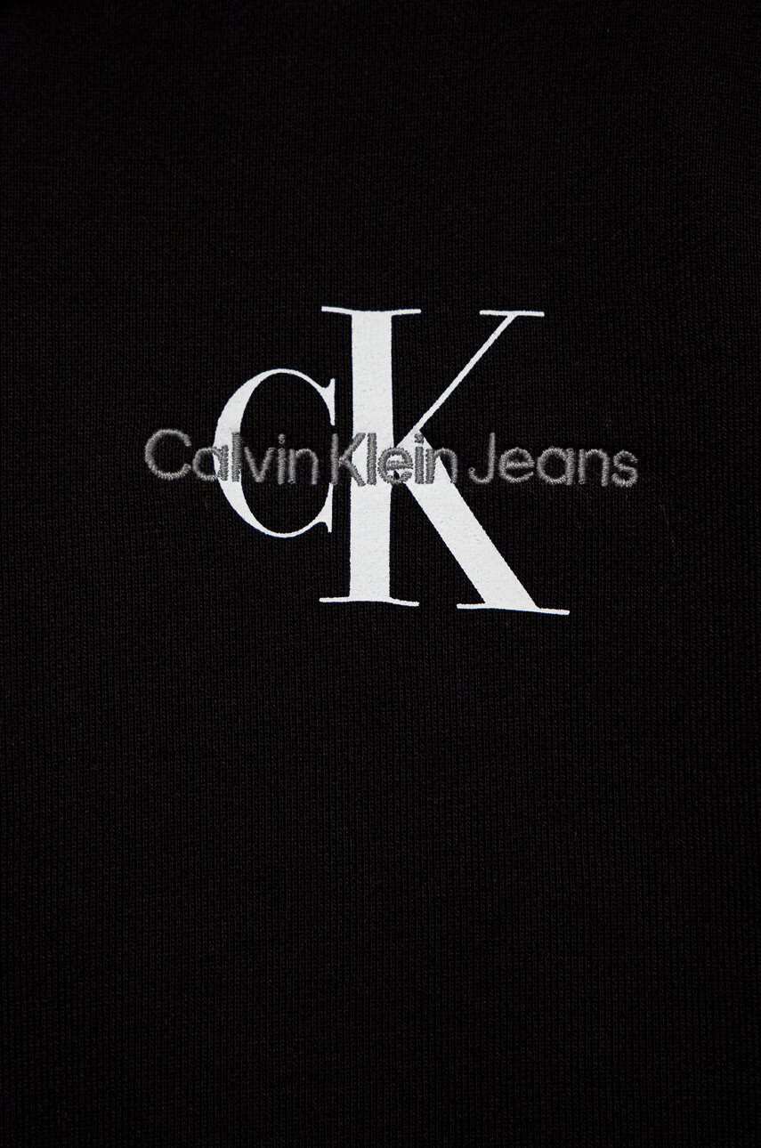Calvin Klein Jeans Детски памучен суичър в черно с принт - Pepit.bg