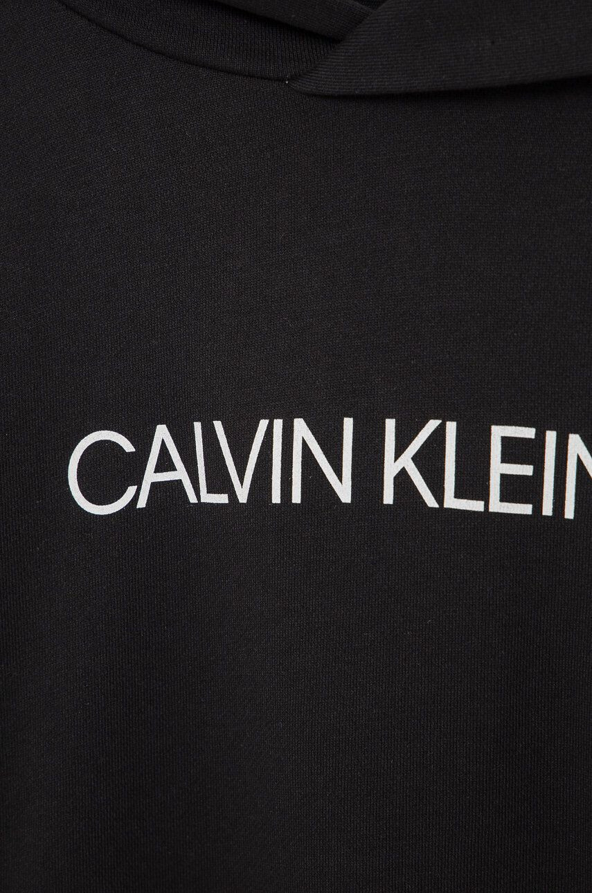 Calvin Klein Jeans Детски памучен суичър в черно с принт - Pepit.bg