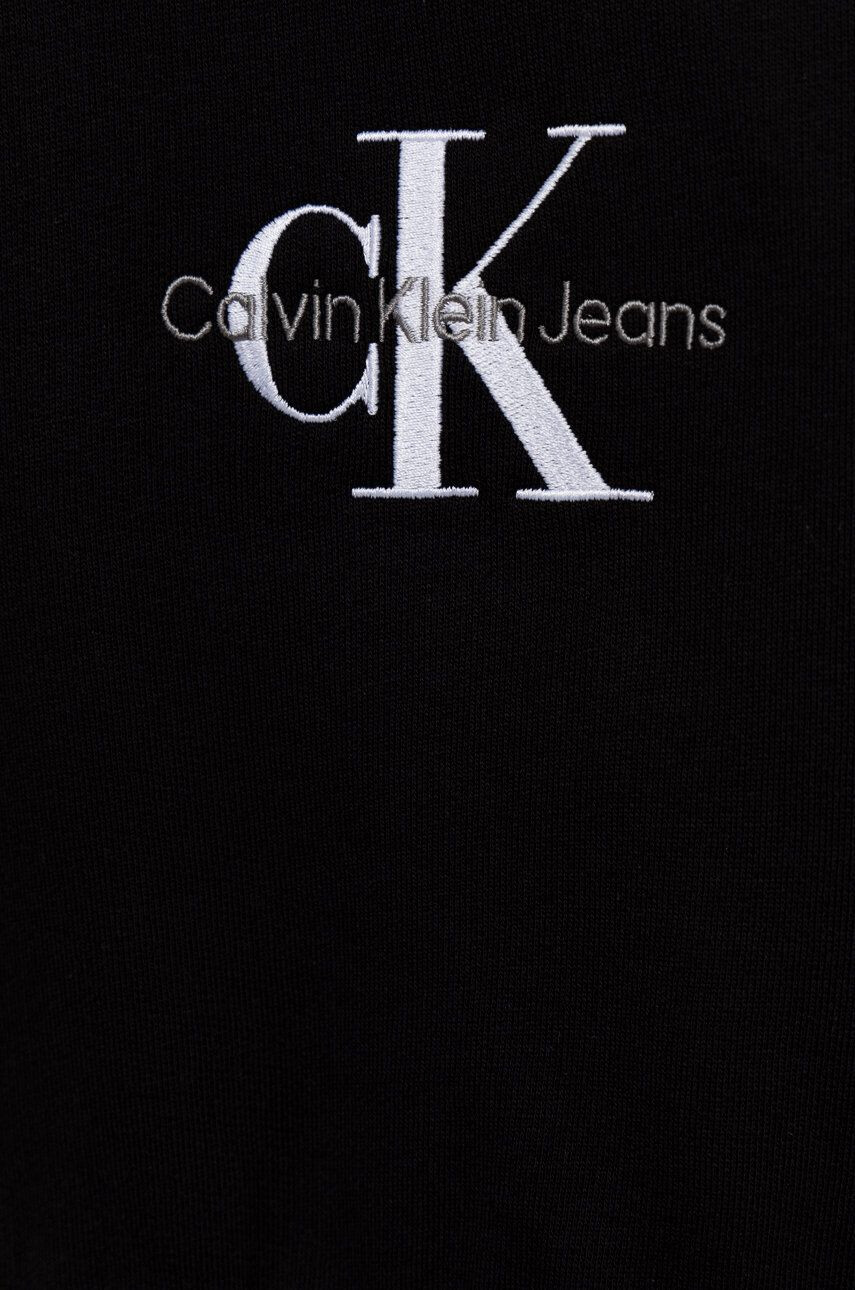 Calvin Klein Jeans Детски памучен суичър в черно с апликация - Pepit.bg