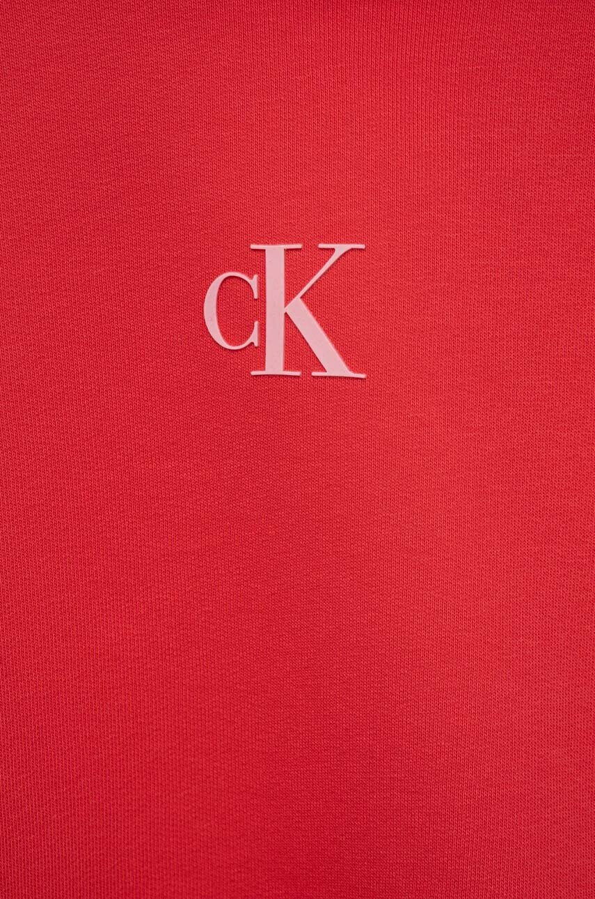 Calvin Klein Jeans Детски суичър в червено с качулка с апликация - Pepit.bg