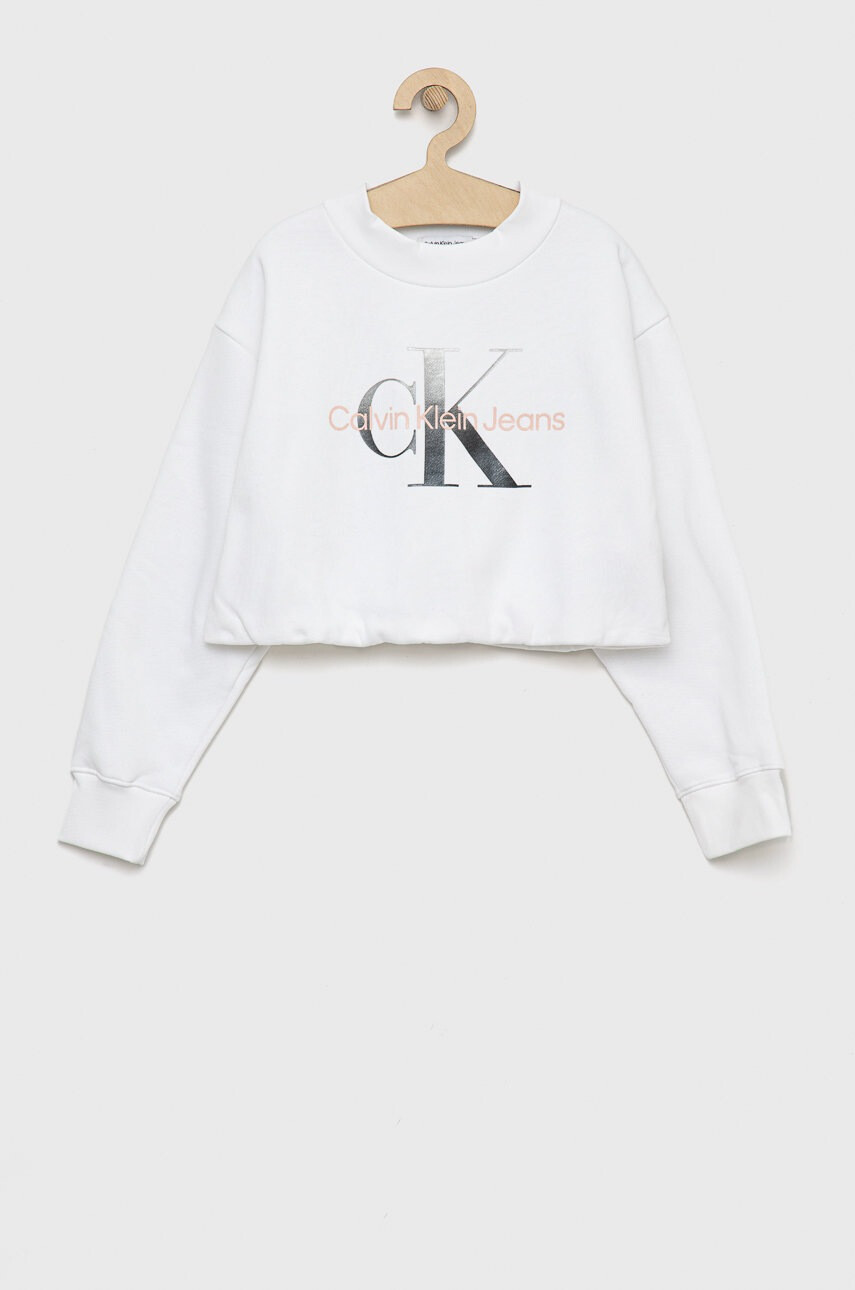 Calvin Klein Jeans Детски суичър в бяло с принт - Pepit.bg