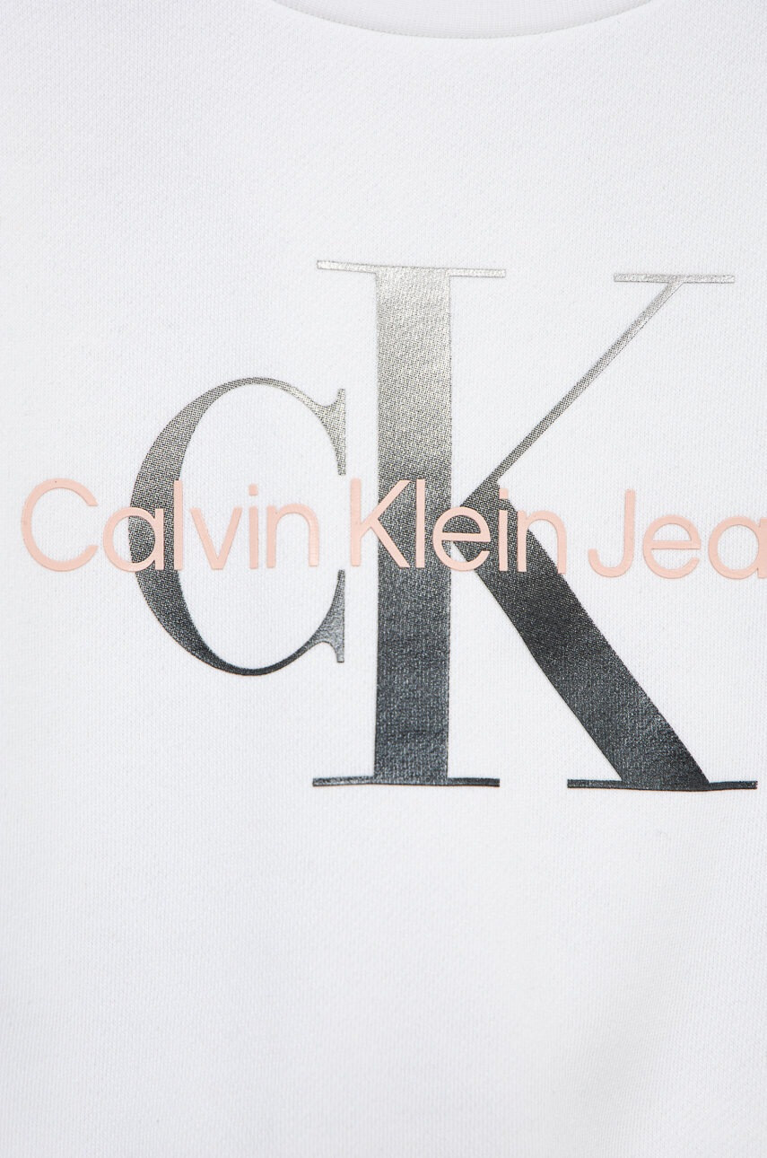 Calvin Klein Jeans Детски суичър в бяло с принт - Pepit.bg