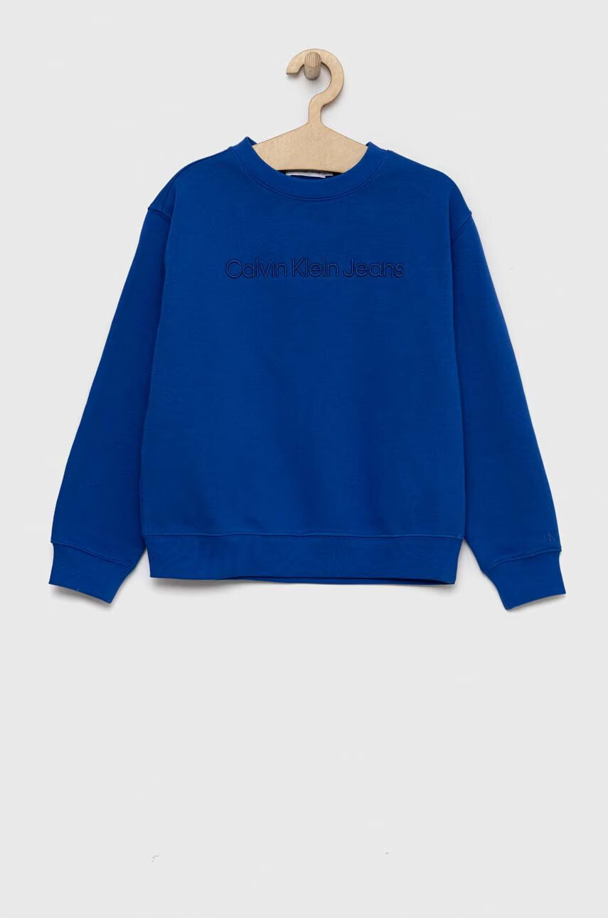 Calvin Klein Jeans Детски суичър в синьо с изчистен дизайн - Pepit.bg