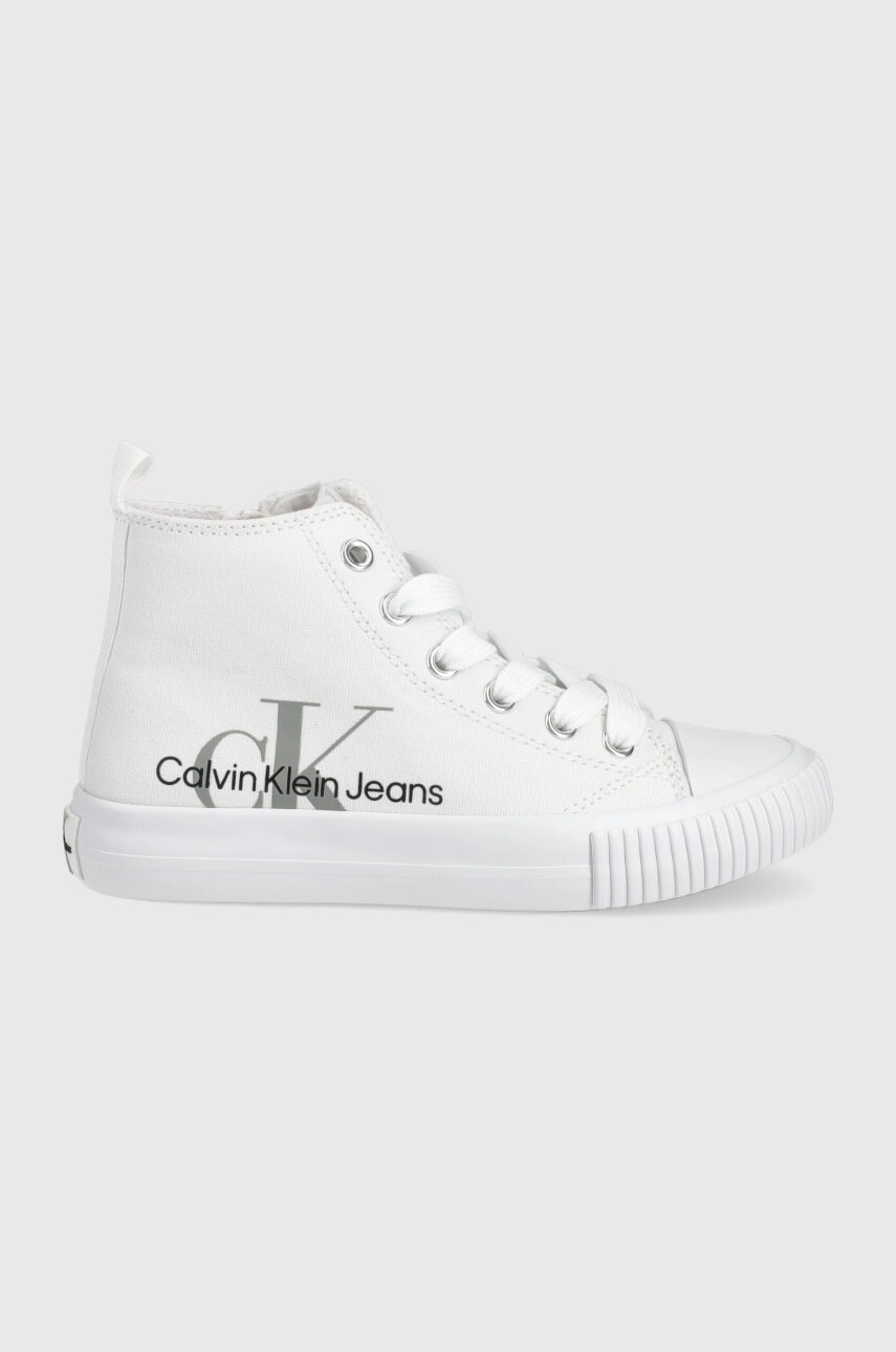 Calvin Klein Jeans Детски високи кецове в бяло - Pepit.bg